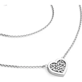 Náhrdelník Dámský náhrdelník bílé zlato 585/1000 přírodní diamant 0.096 ct G/SI srdce s brilianty 10881-NH01-B délka 45 cm