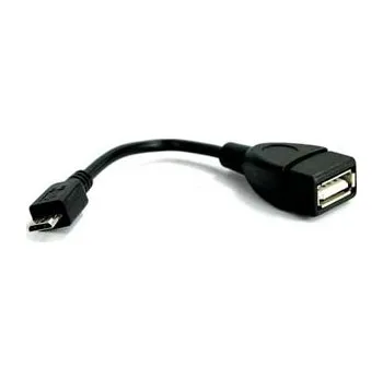 Datový kabel USB kabel (2.0), microUSB samec - USB A samice, 0.15m, OTG, černý, DOPRODEJ