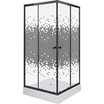 KERRA - Sprchový kout Černý Pixel SQ 90 (s vaničkou) 5907548118356