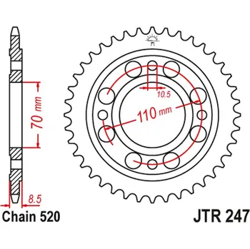 Řetězová sada pro motocykl JT rozeta 247 41 HONDA CB/CBX 250 78-84, CB 400 N/T 81-83 (24741JT) (řetěz520) (JT rozeta 247 41 HONDA CB/CBX 250 78-84, CB 400 N/T 81-83 (24741JT) (řetěz520))