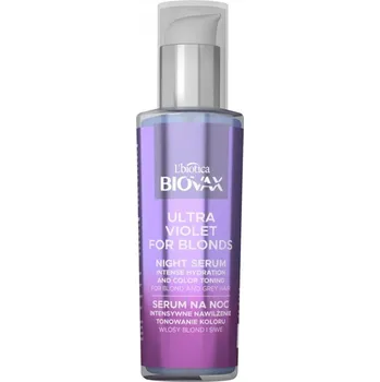Vlasová regenerace BIOVAX, Ultra Violet intenzívne hydratačné nočné tonizačné sérum pre blond a šedivé vlasy 100ml