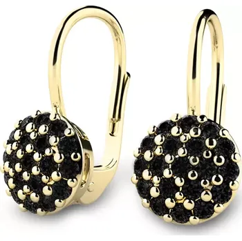 Náušnice Dámské náušnice žluté zlato 585/1000 přírodní diamant 10955-ZL-Black