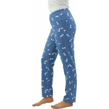 Dámské pyžamo Dámské pyžamové kalhoty Magda modré květinové XL