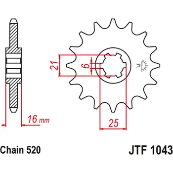 Motodíl JT řetězové kolo přední 2152 14 KYMCO 250 VENOX 04-09 (215214JT) (řetěz 520) (JT řetězové kolo přední 2152 14 KYMCO 250 VENOX 04-09 (215214JT) (řetěz 520))