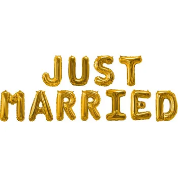 Balónek Neviti - Foliový balonek "Just Married" ve zlaté - Glitz &amp; Glamour Black &amp; -