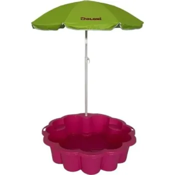 Pískoviště DOLONI Dětské pískoviště květ s deštníkem - zelená/růžová