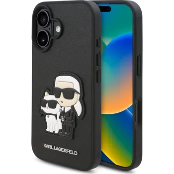 Náhradní kryt pro mobilní telefon Karl Lagerfeld PU Saffiano Karl and Choupette zadní kryt pro iPhone 16 Plus Black