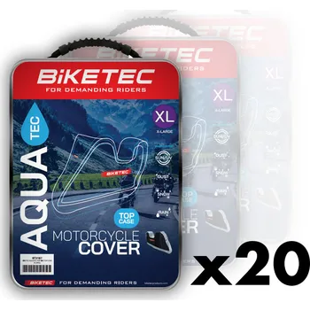 Plachta na motorové vozidlo BIKETEC balíček 20 (krycích) vodotěsných obalů AQUATEC pro motocykl s prostorem na zadní kufr barva černá/šedý rozměr M (BIKETEC balíček 20 (krycích) vodotěsných obalů AQUATEC pro motocykl s prostorem na zadní kufr barva černá/šedý rozměr M)