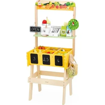 Hračka Janod Farm Dřevěný obchod Farma s pokladnou, váhou, ovocem a zeleninou