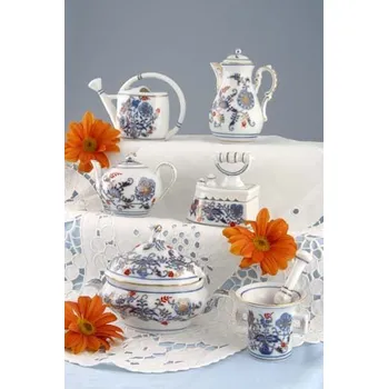 Cibulák zlacený s dekorací rubín Hmoždíř mini komplet 5,8 cm Originál Český porcelán Dubí