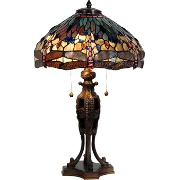 Stojací lampa Stolní lampa Tiffany Dark dragonfly – 42x64 cm + doprava zdarma