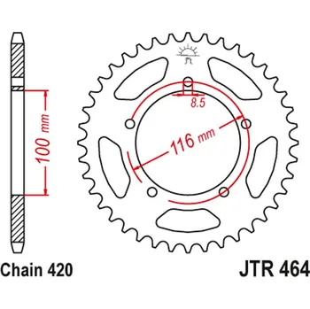 Řetězová sada pro motocykl JT rozeta 464 50 KAWASAKI KX 60 83-03, KX 80 83-85 (46450JT) (řetěz420) (JT rozeta 464 50 KAWASAKI KX 60 83-03, KX 80 83-85 (46450JT) (řetěz420))