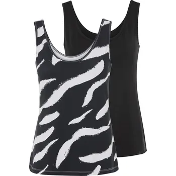 esmara® Dámský top, 2 kusy (vzorovaná/černá, S(36/38))