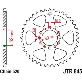 Motodíl JT rozeta 845 49 YAMAHA YZ 125 77, TT 250 80-82 (84549JT) (řetěz 520) (JT rozeta 845 49 YAMAHA YZ 125 77, TT 250 80-82 (84549JT) (řetěz 520))