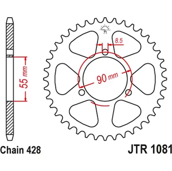 Motodíl JT rozeta 4612 46 RIEJU 125 RS2 NAKED/MATRIX/PRO 06-10(461246JT) (řetěz428) (JT rozeta 4612 46 RIEJU 125 RS2 NAKED/MATRIX/PRO 06-10(461246JT) (řetěz428))