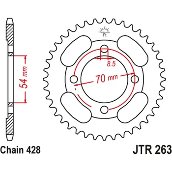 Řetězová sada pro motocykl JT rozeta 263 36 HONDA CT 100 86-94; PEUGEOT 110 VOX 13, KYMCO 110/125/150 (26336JT) (řetěz428) (JT rozeta 263 36 HONDA CT 100 86-94; PEUGEOT 110 VOX 13, KYMCO 110/125/150 (26336JT) (řetěz428))