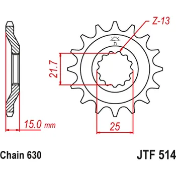 Řetězová sada pro motocykl JT řetězové kolo přední 528 15 KAWASAKI GPZ 750 UNITRACK 82-89 (ZX750A1-A5) (52815JT) (řetěz 630) (JT řetězové kolo přední 528 15 KAWASAKI GPZ 750 UNITRACK 82-89 (ZX750A1-A5) (52815JT) (řetěz 630))