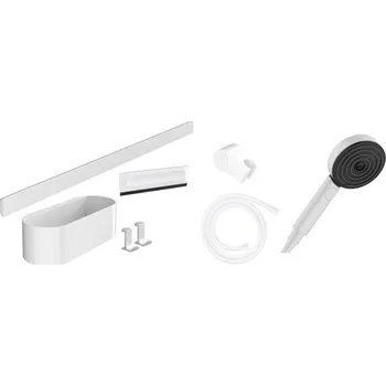 Sprchový set Hansgrohe WallStoris Set sprchové hlavice 105, 3 proudy a koupelnových doplňků, matná bílá