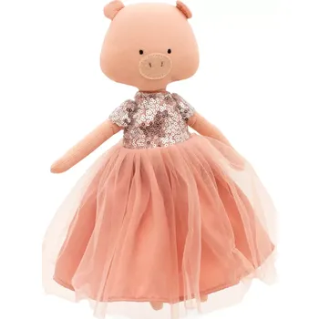 Panenka Prasátko Niky v růžových šatech s flitry od firmy ORANGE TOYS (Nicky the Pig: Pink Dress with Sequins - 29 cm )