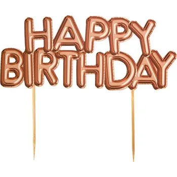 Party dekorace Neviti - Dortová dekorace "Happy Birthday" růžově zlatá - Glitz & -