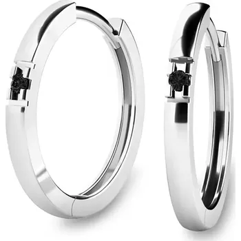 Náušnice Dámské náušnice bílé zlato 585/1000 přírodní diamant kruhy 10985-B-Black