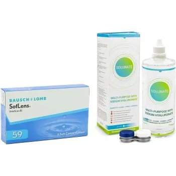 Kontaktní čočky Měsíční kontaktní čočky SofLens 59 (6 čoček) + Solunate Multi-Purpose 400 ml s pouzdrem Soflens