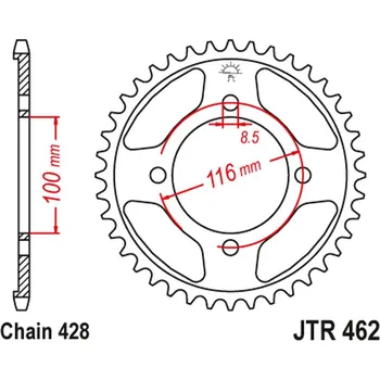 Řetězová sada pro motocykl JT rozeta JTR462 50 KAWASAKI KX 80 86-99, KX 85 01-20, KX 100 86-21 (46250JT) (řetěz428) konverze (JT rozeta JTR462 50 KAWASAKI KX 80 86-99, KX 85 01-20, KX 100 86-21 (46250JT) (řetěz428) konverze)