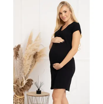 Těhotenské noční prádlo FMM Těhotenská a kojící košile 3v1 černá bavlněná Velikost: 4XL