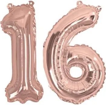 Balónek Neviti - Foliový balonek "16" v růžové zlaté - Glitz &amp; Glamour Black &amp; -