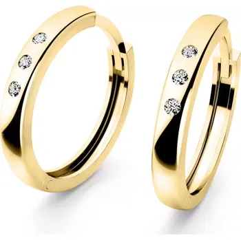 Náušnice Dámské náušnice žluté zlato 585/1000 přírodní diamant 0.026 ct G/SI kruhy 10970-ZL-DIA