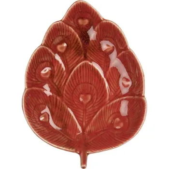 Talíř Dekorační keramický talířek paví pera Retro Uniq - 16*12*3 cm