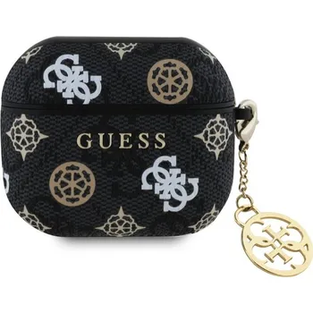 Náhradní díl pro mobilní telefon Guess PU 4G Peony Charm pouzdro pro AirPods 3 Black