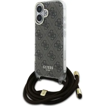 Náhradní kryt pro mobilní telefon Guess IML 4G Printed Crossbody Popruh zadní kryt pro iPhone 16 Brown