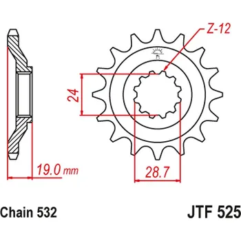 Řetězová sada pro motocykl JT řetězové kolo přední 529 17 KAWASAKI ZX 10 B1-B3 TOMCAT 88-90 (52917JT) (řetěz 532) (JT řetězové kolo přední 529 17 KAWASAKI ZX 10 B1-B3 TOMCAT 88-90 (52917JT) (řetěz 532))