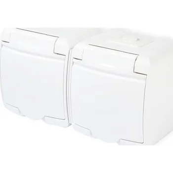 vypínač Dvojzásuvka na povrch GHE-2, IP54, bílá