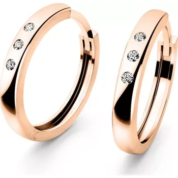 Náušnice Dámské náušnice růžové zlato 585/1000 přírodní diamant 0.026 ct G/SI kruhy 10970-CV-DIA