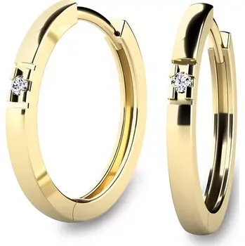 Náušnice Dámské náušnice žluté zlato 585/1000 přírodní diamant G/SI kruhy 10985-ZL-DIA