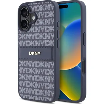 Náhradní kryt pro mobilní telefon DKNY PU Leather Repeat Pattern Tonal Stripe zadní kryt pro iPhone 16 Blue