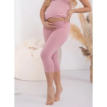 FMM Těhotenské capri legíny s nízkým pasem růžové bavlněné Velikost: L