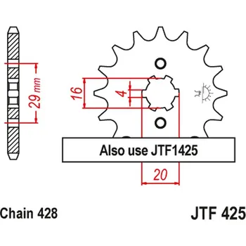 Řetězová sada pro motocykl JT řetězové kolo přední 425 17 SUZUKI TS 125R 90-96, RV 125 07-15 (42517JT) (řetěz 428) (JT řetězové kolo přední 425 17 SUZUKI TS 125R 90-96, RV 125 07-15 (42517JT) (řetěz 428))