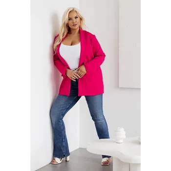 Dámské sako Malinové dámské plus size casual sako Moon bez zapínání, odstíny růžové XXL (44) i392_23972-48