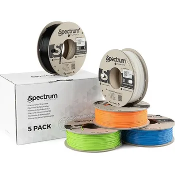 Filament Spectrum 3D filament, Premium PLA, 1,75mm, 5x250g, 80747, mix Polar White, Deep Black, Lion Orange,