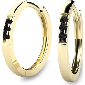 Náušnice Dámské náušnice žluté zlato 585/1000 přírodní diamant kruhy 10986-ZL-Black