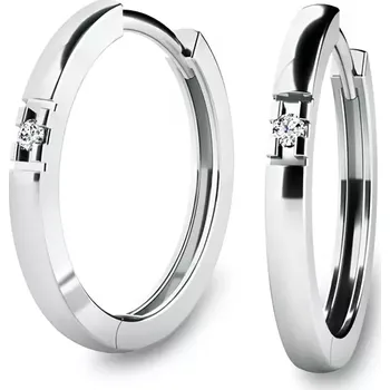 Náušnice Dámské náušnice bílé zlato 585/1000 přírodní diamant G/SI kruhy 10985-B-DIA