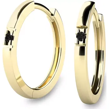 Náušnice Dámské náušnice žluté zlato 585/1000 přírodní diamant kruhy 10985-ZL-Black