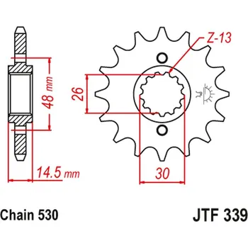 Řetězová sada pro motocykl JT řetězové kolo přední 339 15 HONDA VFR 750 86-87, CBX 750F 84-86, VFR 800 02-14 (33915JT) (řetěz 530) (JT řetězové kolo přední 339 15 HONDA VFR 750 86-87, CBX 750F 84-86, VFR 800 02-14 (33915JT) (řetěz 530))