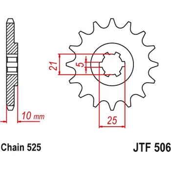 Řetězová sada pro motocykl JT řetězové kolo přední 506 14 KAWASAKI S1 250 73-75 KH 250 75-82 (50614JT) (řetěz 525) (JT řetězové kolo přední 506 14 KAWASAKI S1 250 73-75 KH 250 75-82 (50614JT) (řetěz 525))