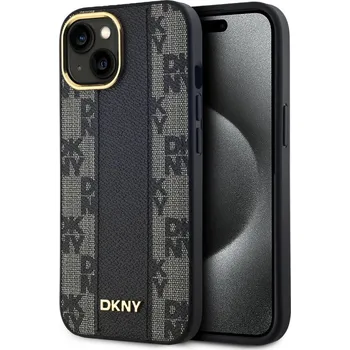 Náhradní kryt pro mobilní telefon DKNY PU Leather Checkered Pattern Magsafe zadní kryt pro iPhone 15 Black