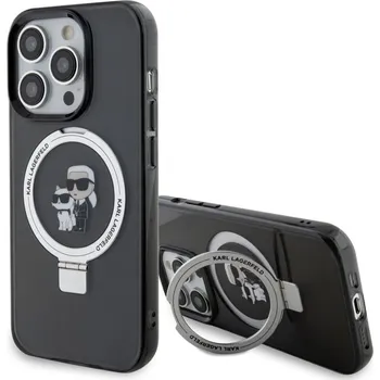 Náhradní kryt pro mobilní telefon Karl Lagerfeld Ringstand Karl and Choupette MagSafe zadní kryt pro iPhone 15 Pro Max Black