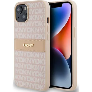 Náhradní díl pro mobilní telefon DKNY PU Leather Repeat Pattern Tonal Stripe zadní kryt pro iPhone 14 Pink